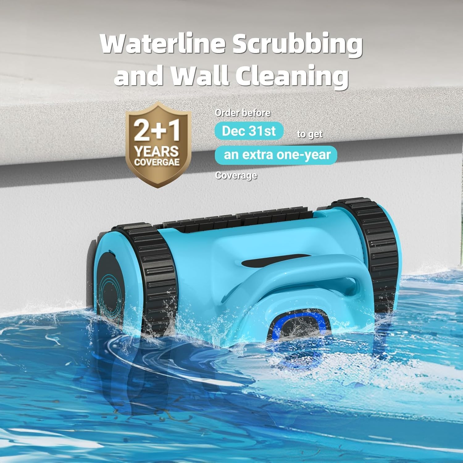 HISION robot climbing pool wall demonstrating vertical cleaning ability and coverage