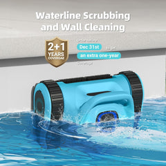 HISION robot climbing pool wall demonstrating vertical cleaning ability and coverage