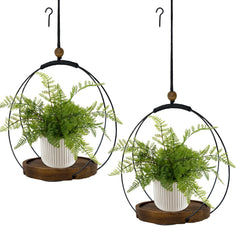 hismocal front view of two-pack hangers showing wood base and cords, decorative display benefit