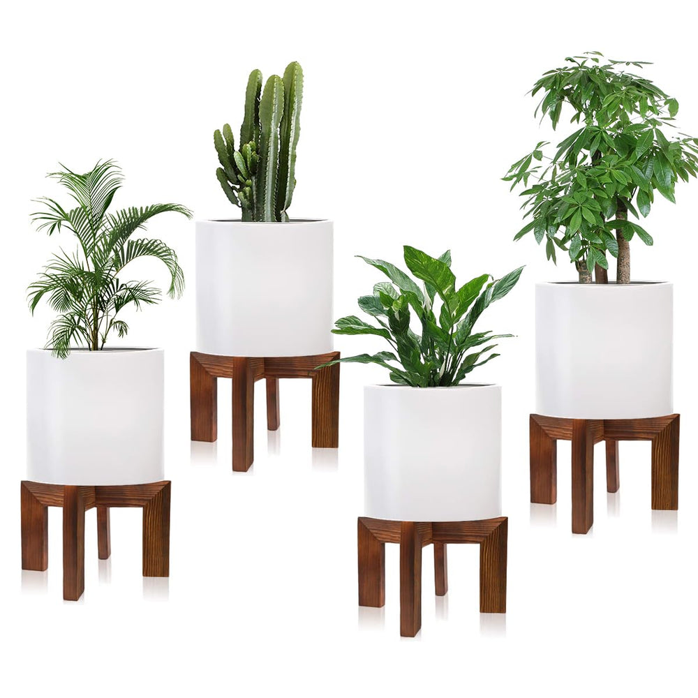 hismocal front view of four wooden stands showing neat storage and uniform display benefit