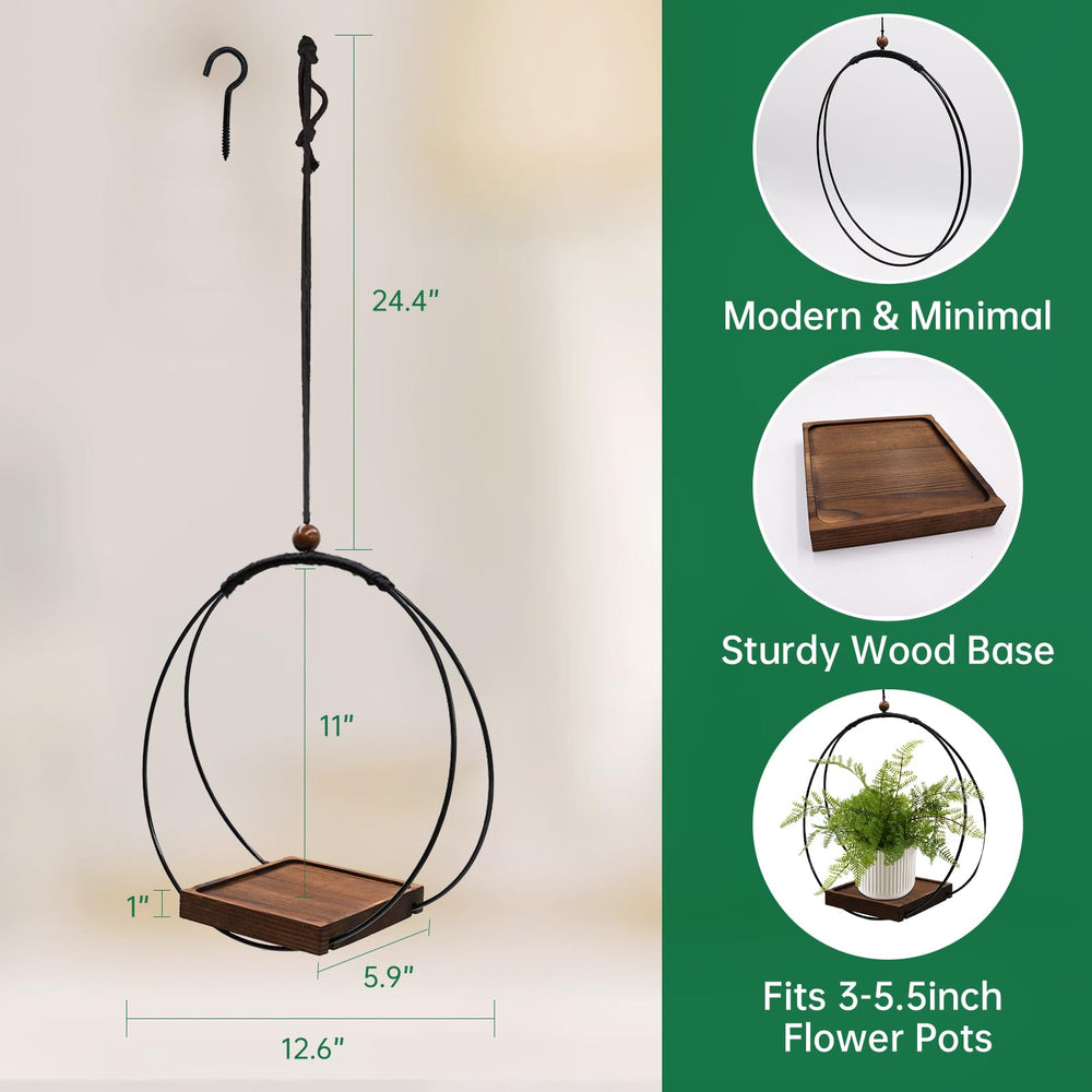hismocal hanging planters in window with plants demonstrating bright-display benefit