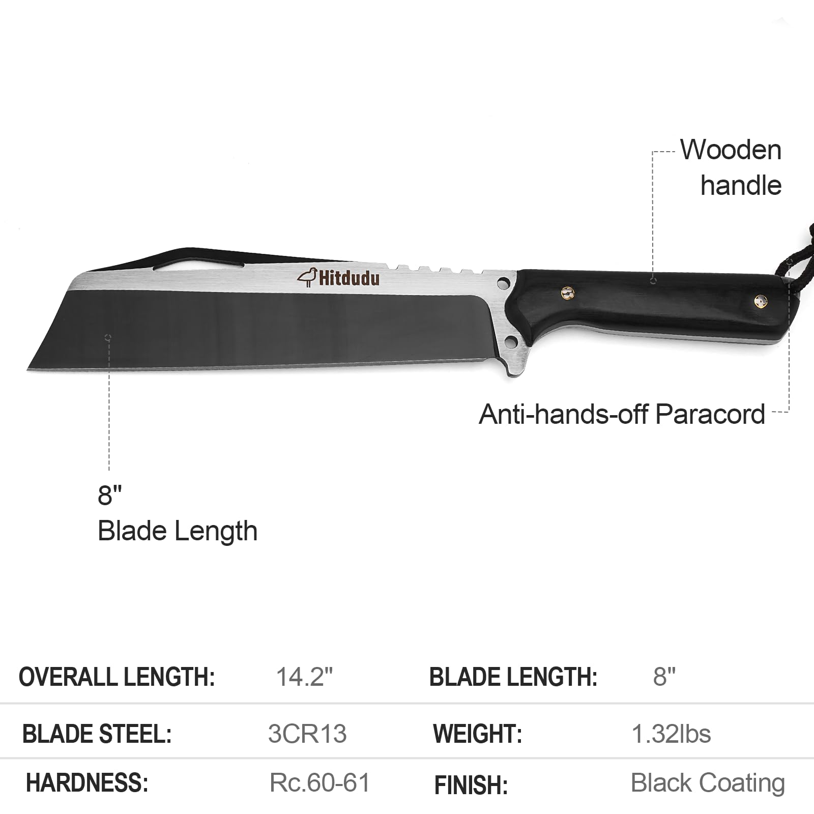 Hitdudu blade closeup highlighting 3CR13 stainless edge and corrosion resistance