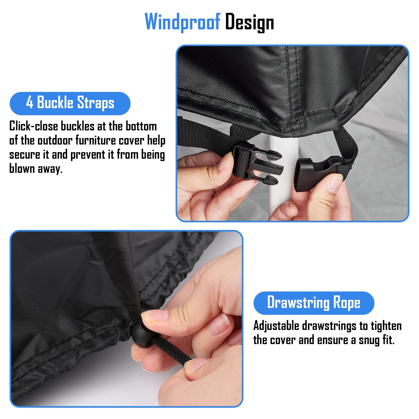 Hiticover in use on a patio, keeps furniture clean and shaded