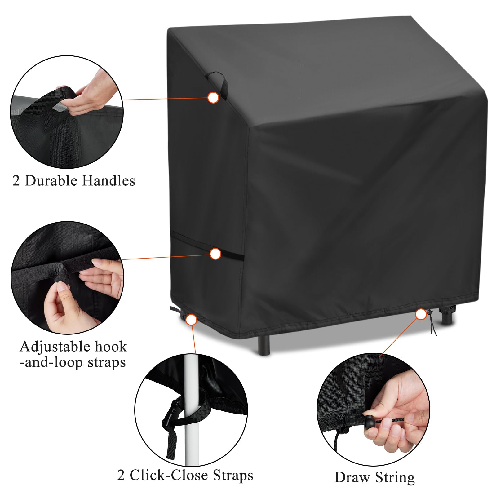 Hiticover side profile with drawstring tightened to prevent wind lift
