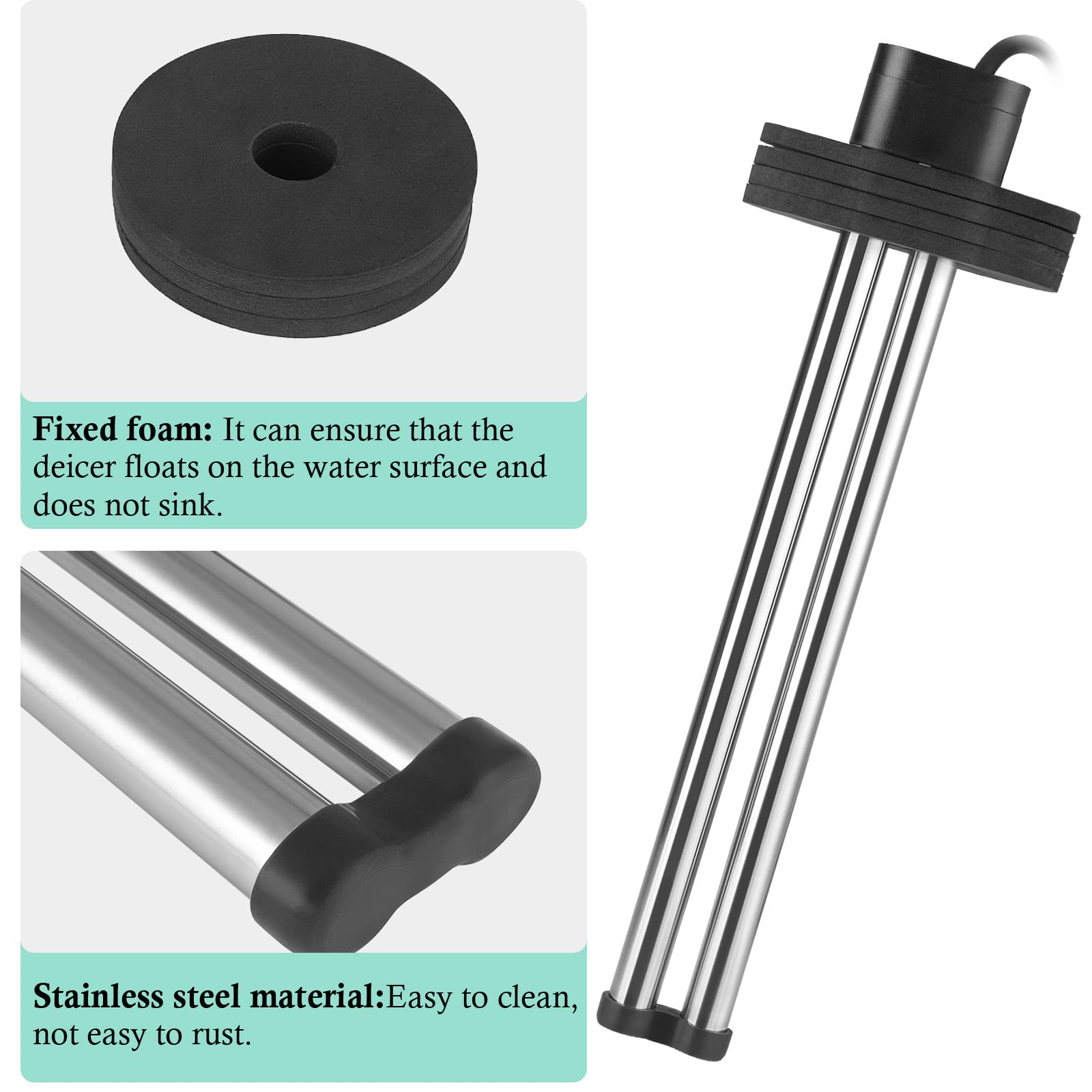 HITOP black foam float close-up keeps heater elevated and reduces mud contact