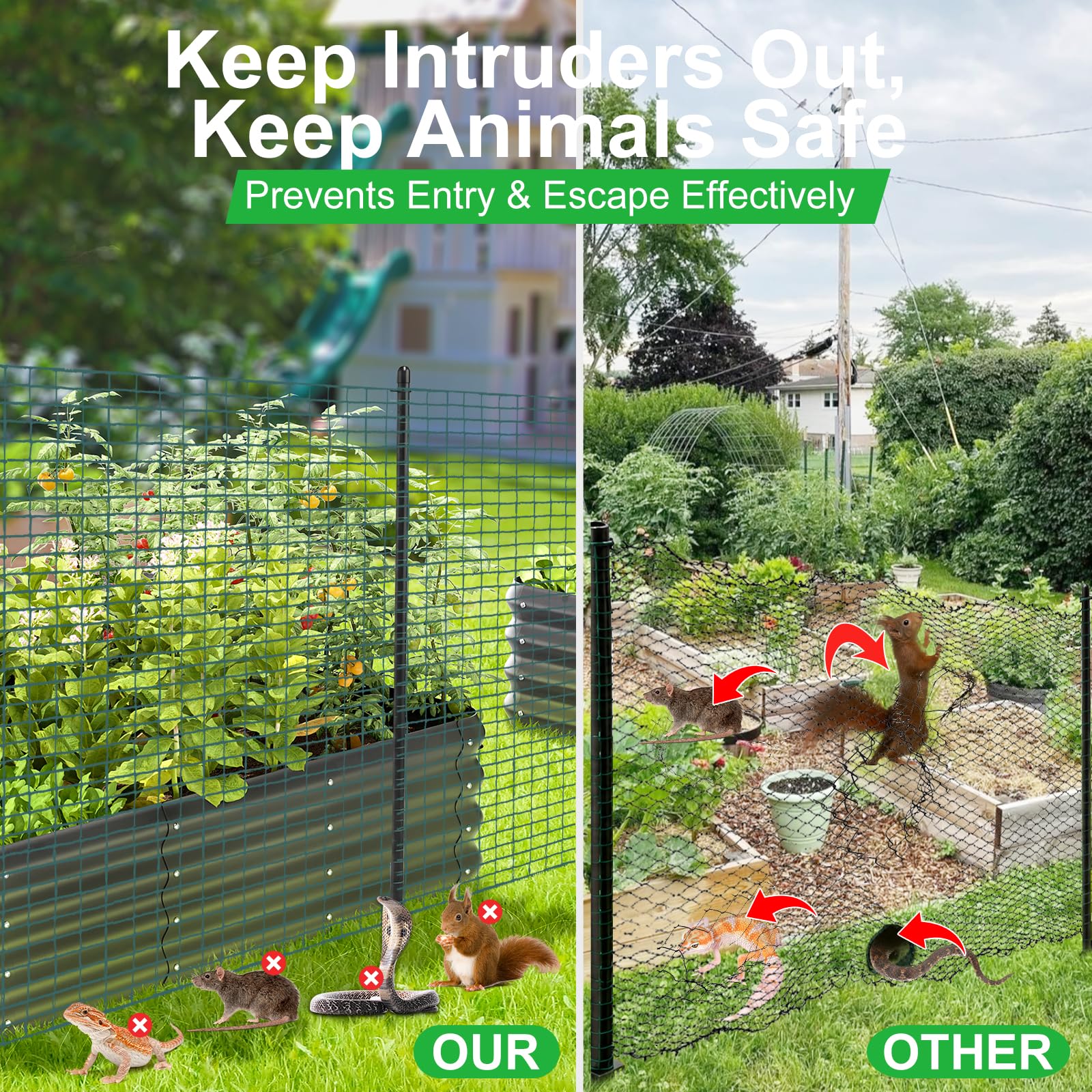 HiYi close-up of 1.6 cm mesh texture providing small-animal protection