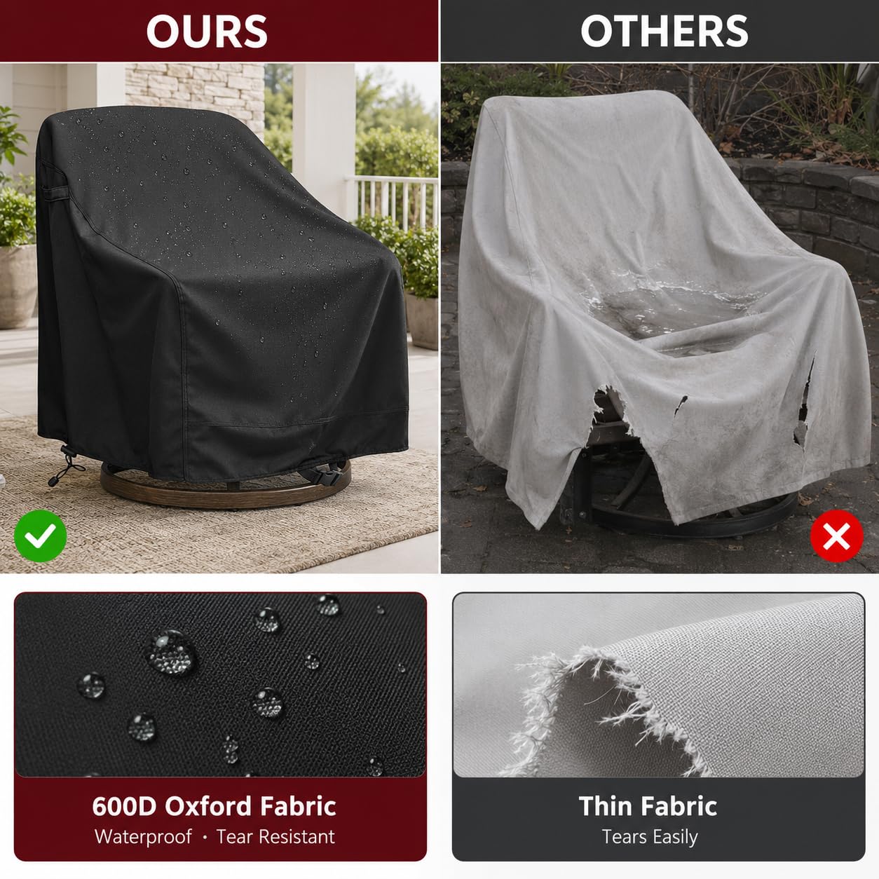 HI···YOUR COVER reinforced seam close-up showing strong stitching and longevity