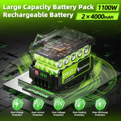 hiyuehome batteries and quick charger displayed for extended run-time benefit