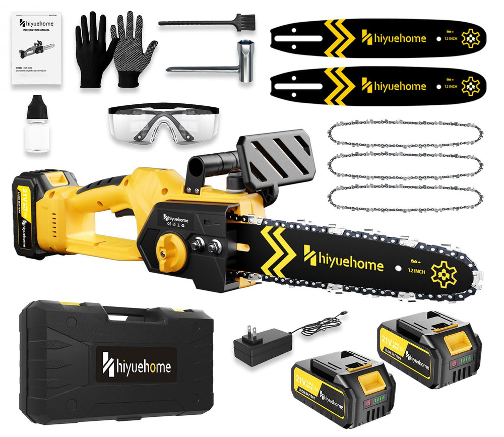 hiyuehome front view showing compact saw and yellow housing benefit portability