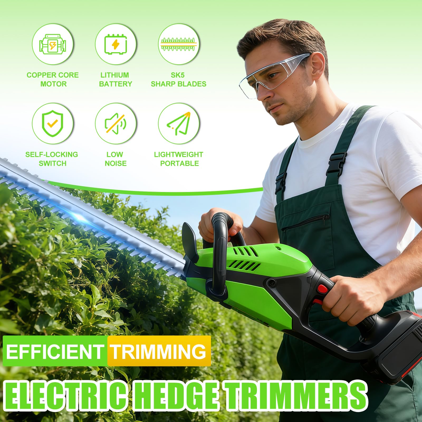 HJLYZYA trimmer held in hand for scale illustrating lightweight six-pound handling