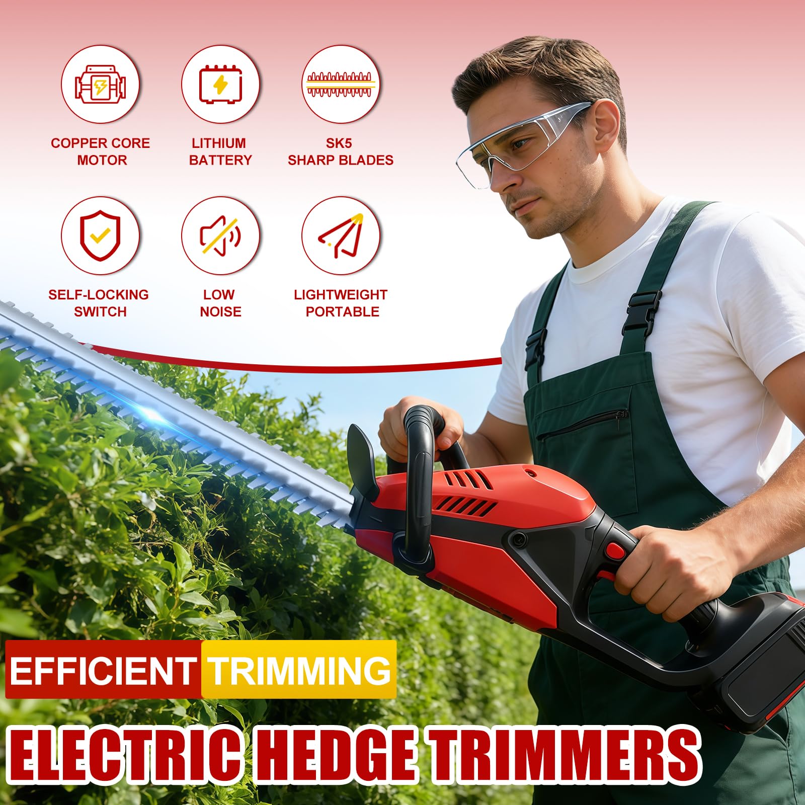 HJLYZYA trimmer beside scale showing 4.5 lb lightweight ease of handling