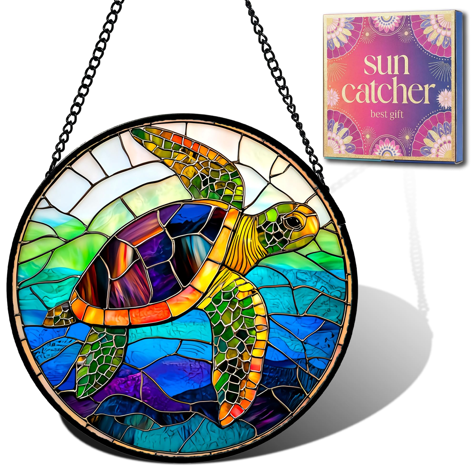HKDGOKA sea turtle front view showing colorful acrylic and coastal charm