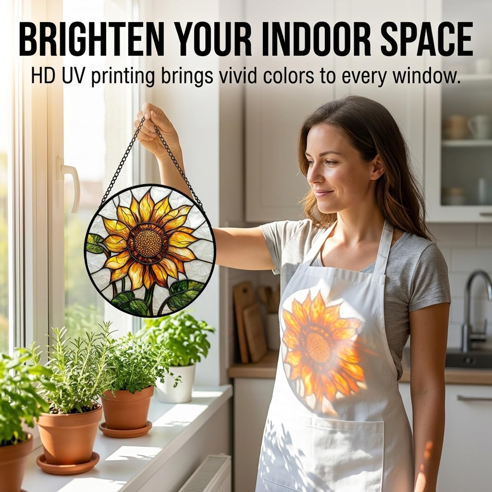HKDGOKA sunflower chain and hook detail showing easy hang and secure mounting