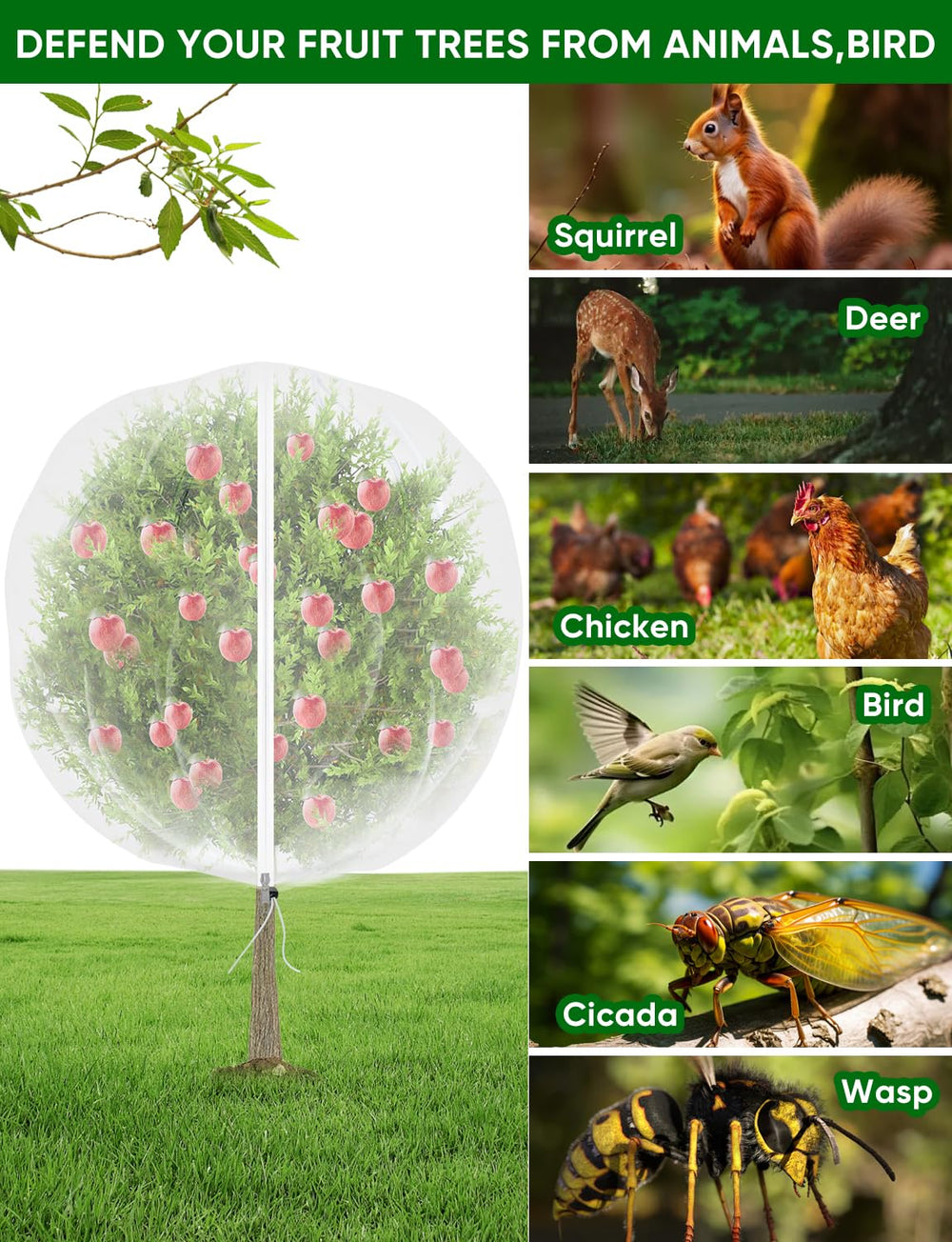 HKZ drawstring and cord lock securing net to base, keeps animals out
