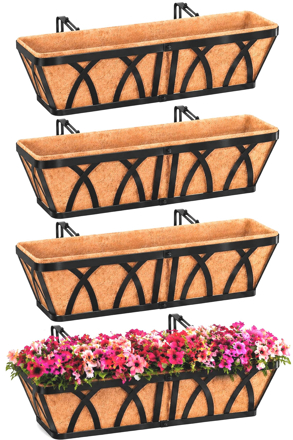 HKZ front view of 24-inch railing planter showing clean profile and curb appeal