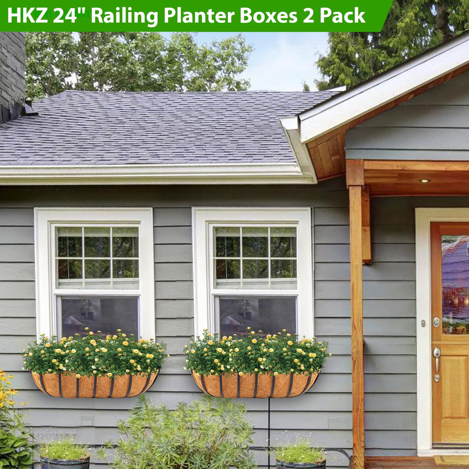 HKZ balcony scene with flowering planters adding color and space-saving greenery