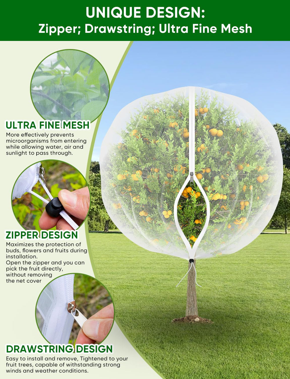 HKZ netting over blueberry bush protecting fruit while allowing light