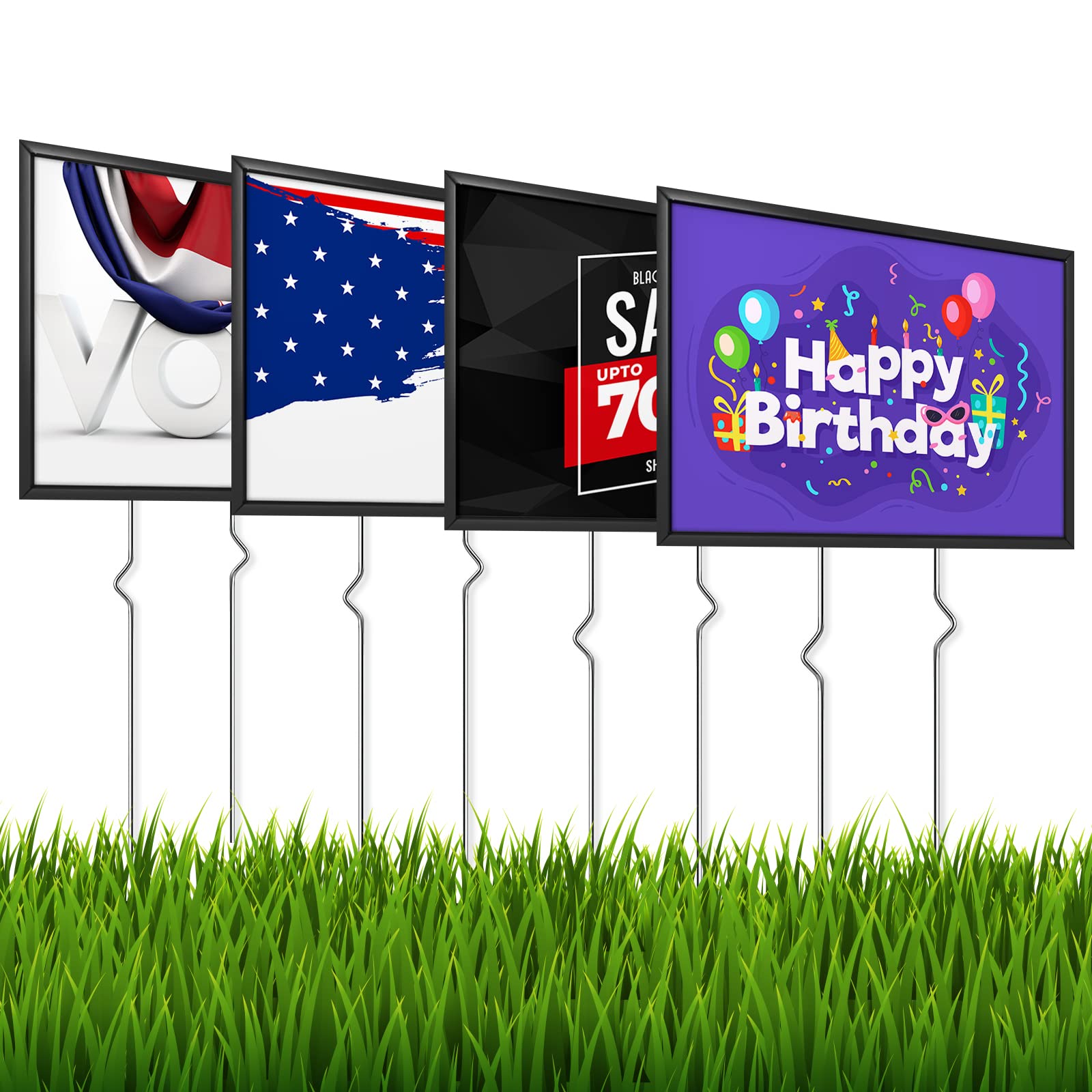 HLARTNET yard sign stakes installed at a party for clear directional help