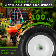 HLHgirl wheel mounted on wheelbarrow in garden for reliable hauling