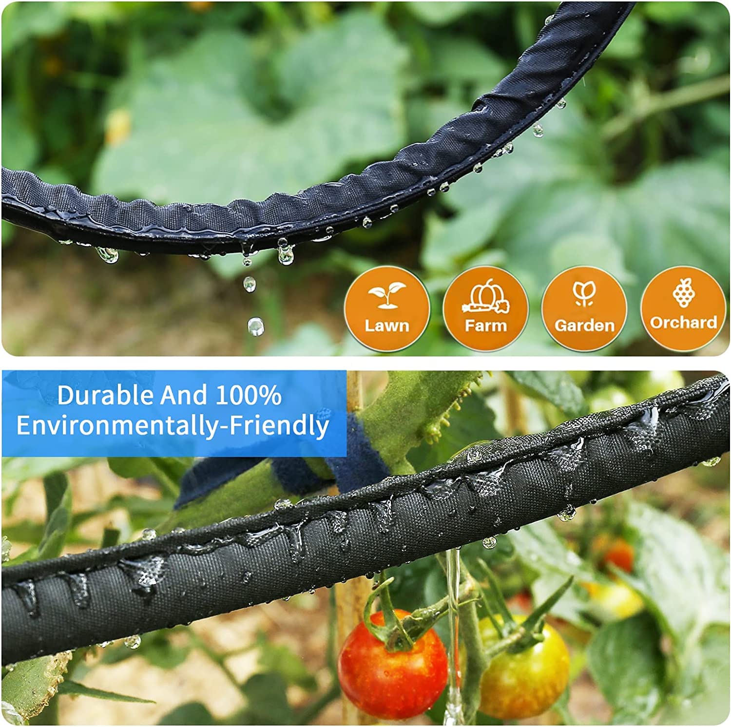 Hlinker hose installed in backyard landscape demonstrating efficient, low-maintenance irrigation
