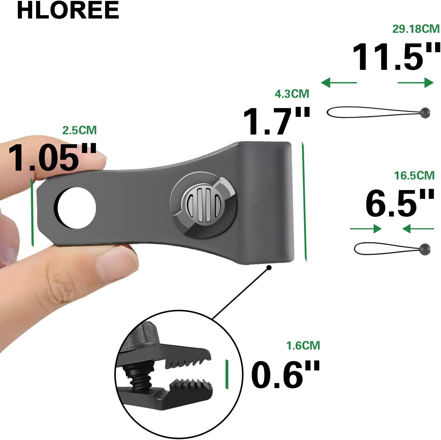 HLOGREE clips attached to heavy canvas tarp highlighting reduced fabric damage
