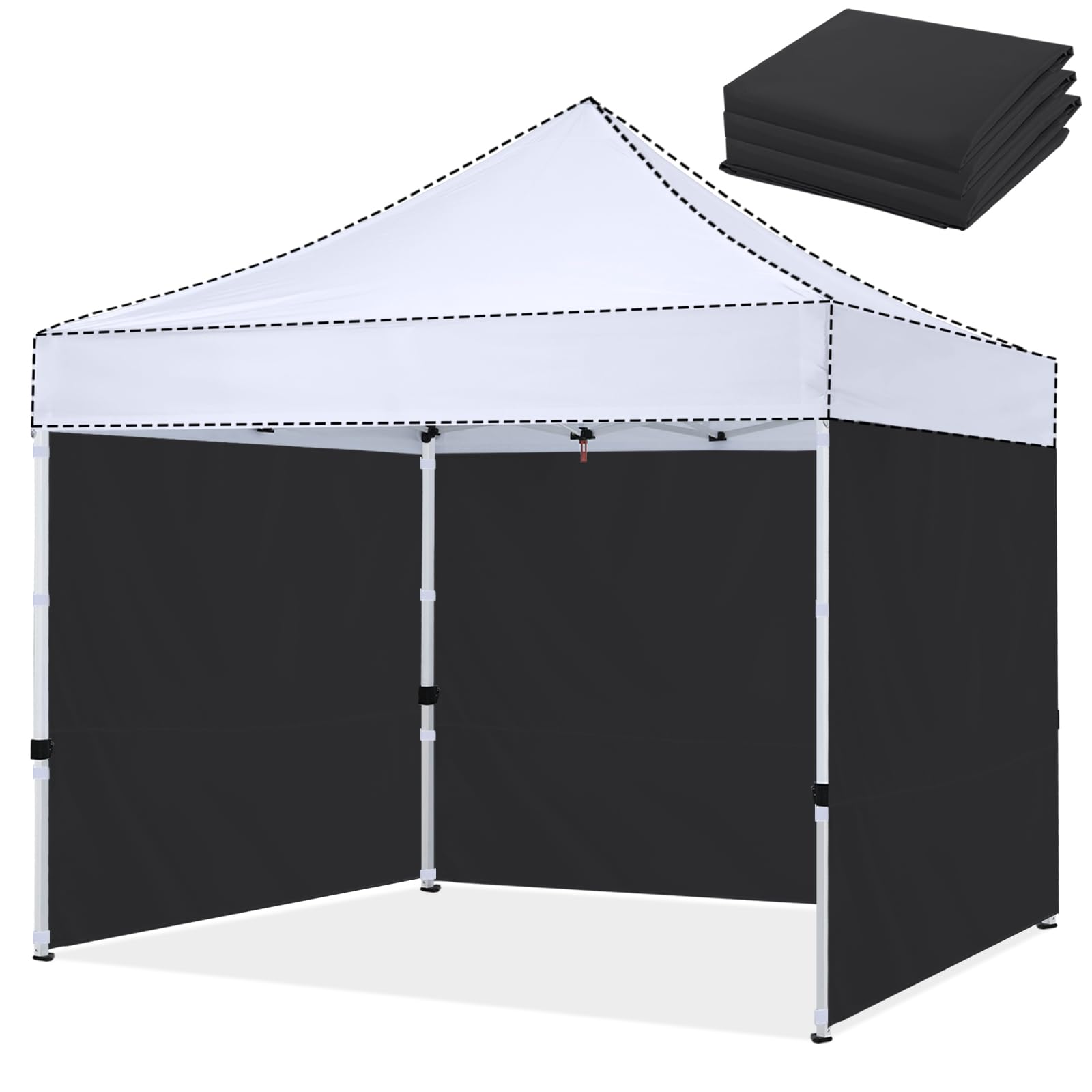 HLong front view of three black sidewalls showing full coverage and neat seams