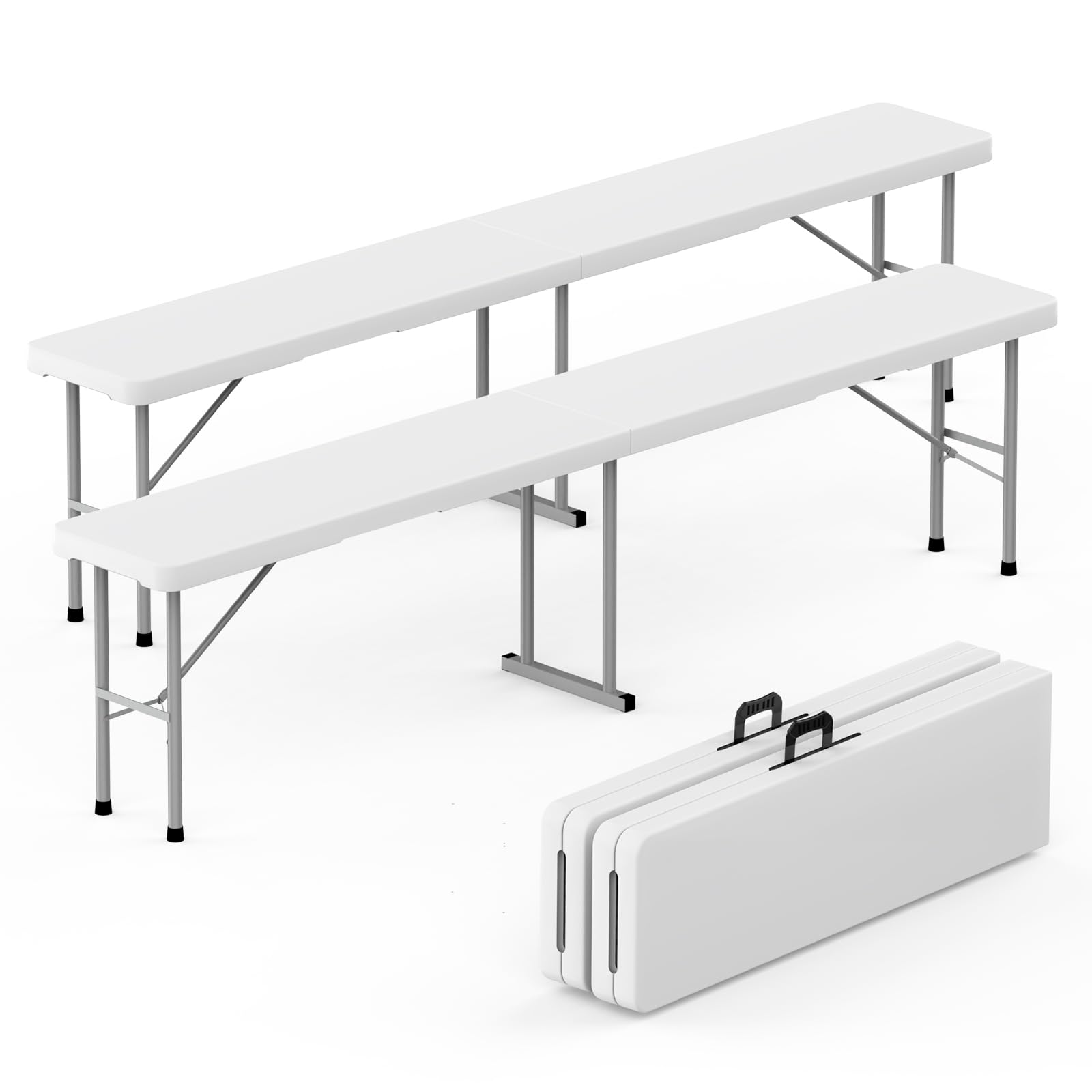 HLPB folded 6 ft bench front view showing compact storage benefit