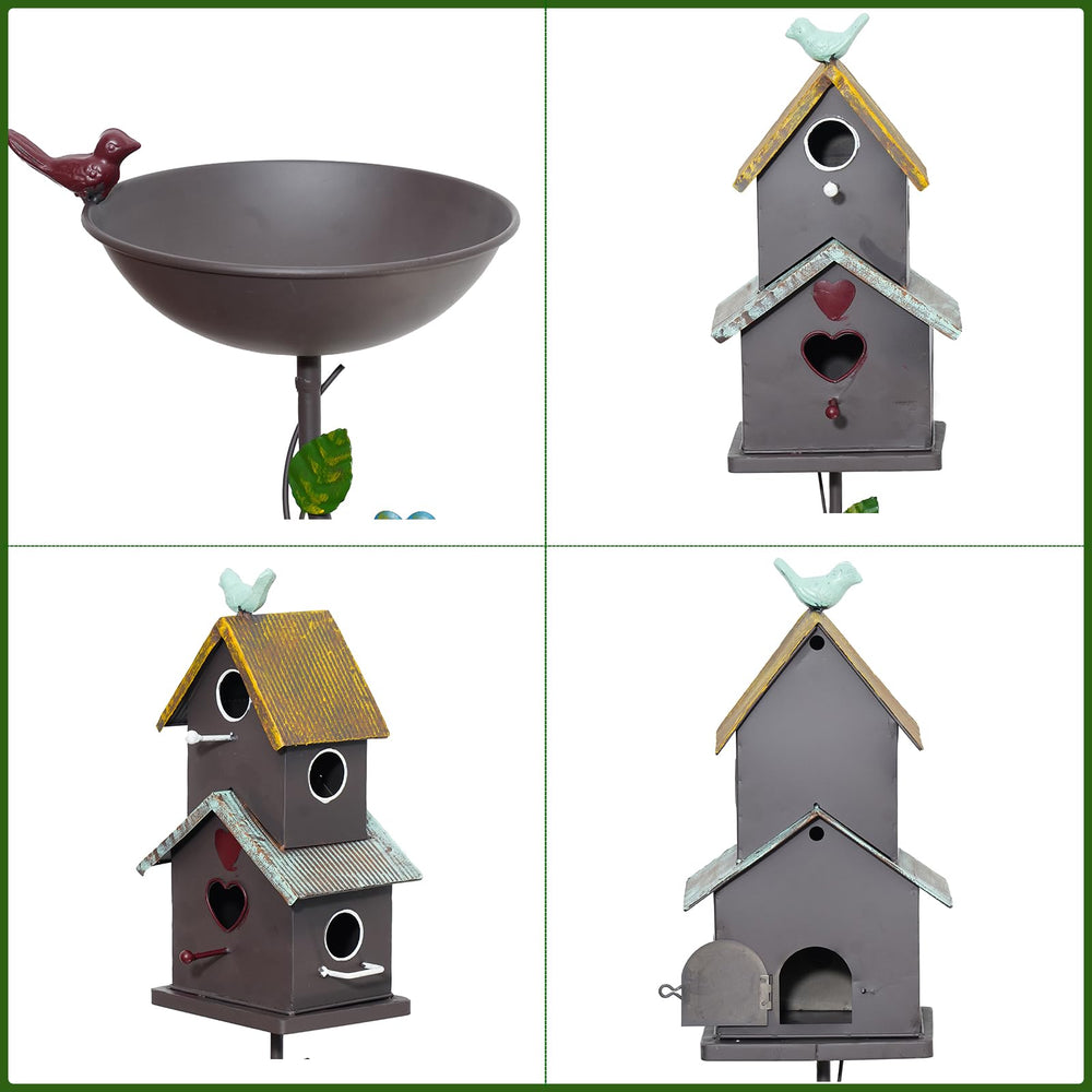 HLQMFHT detailed view of double-story birdhouse enhancing shelter