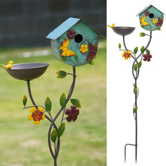 HLQMFHT front view of bird bath and house showing dual-function and curb appeal