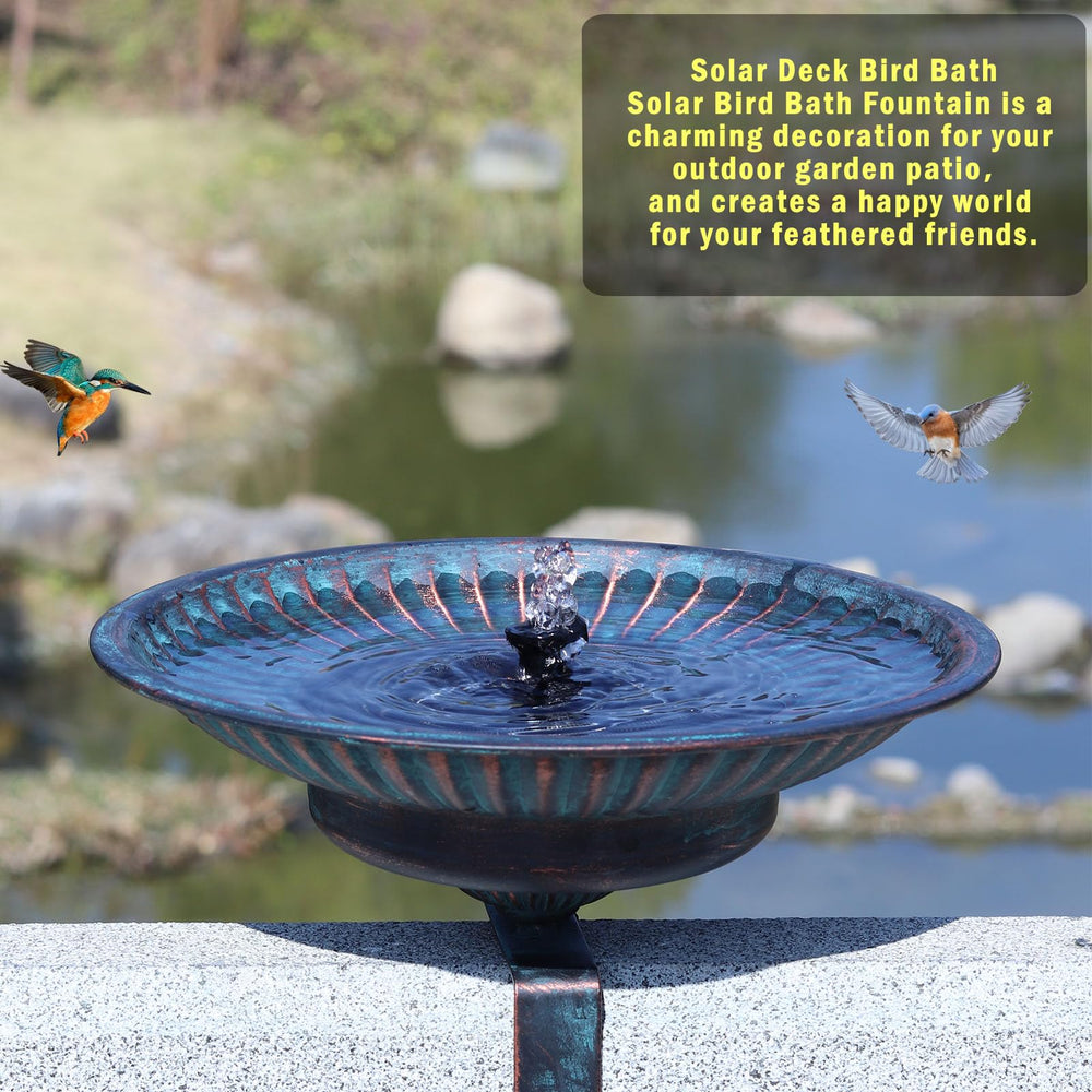 HLQMFHT water spray from solar fountain in use showing moving water to entice birds