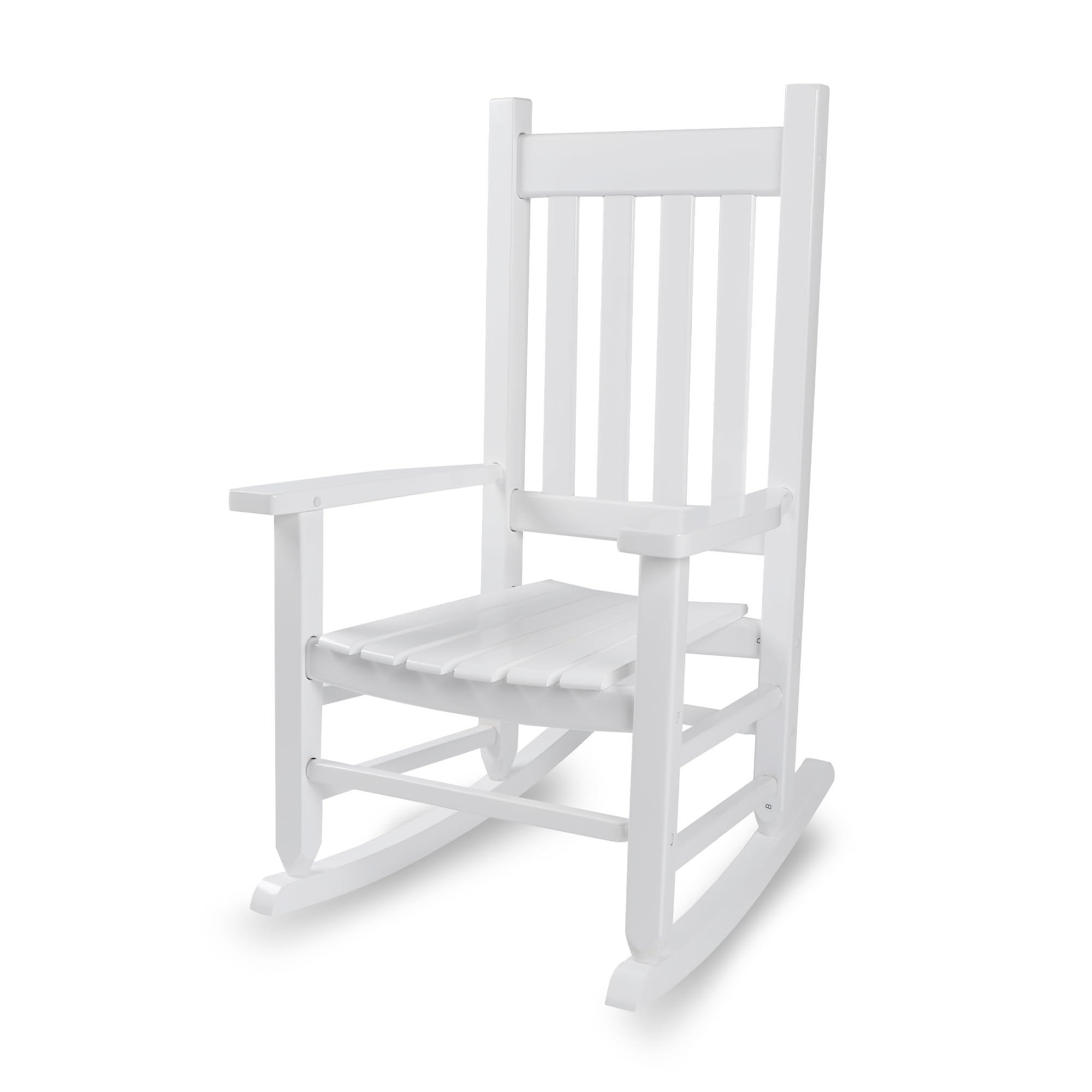 Hngilkoo front view white rocker showing compact child-friendly design and stability