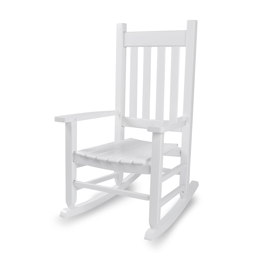 Hngilkoo front view white rocker showing compact child-friendly design and stability