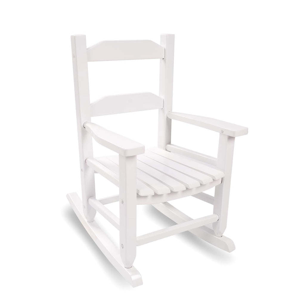 Hngilkoo front view white rocking chair showing sturdy frame and safe design