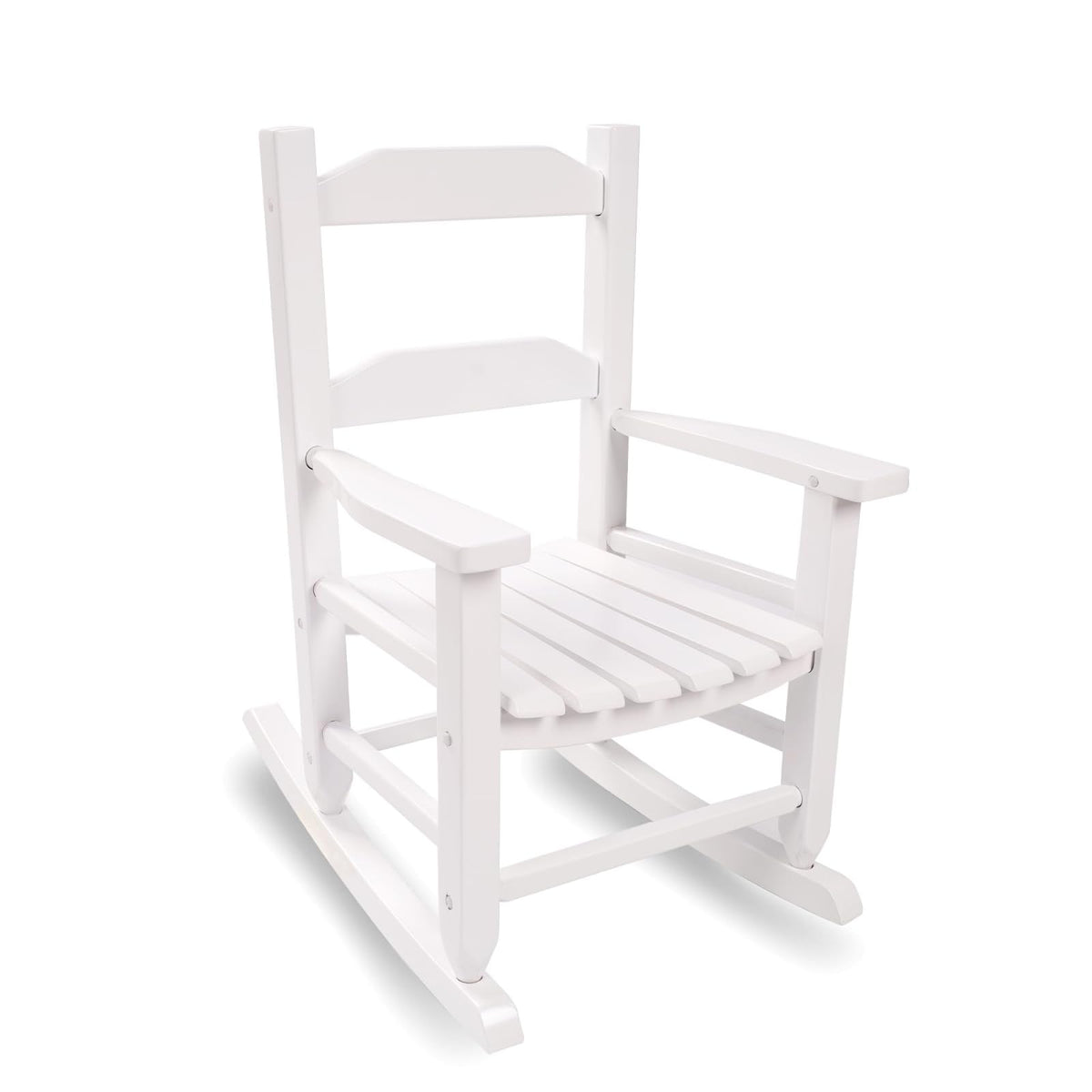 Hngilkoo front view white rocking chair showing sturdy frame and safe design