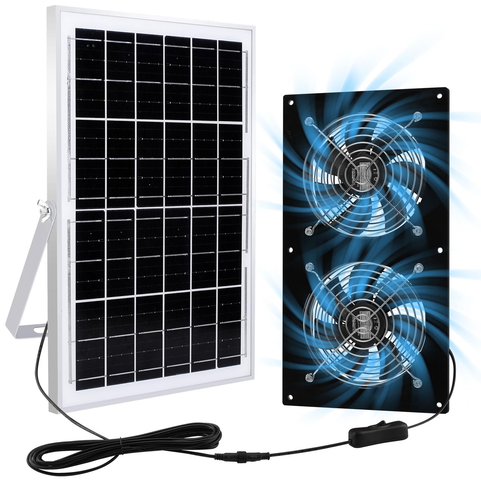 HNRLOY front view of panel and two fans showing ready-to-install benefit
