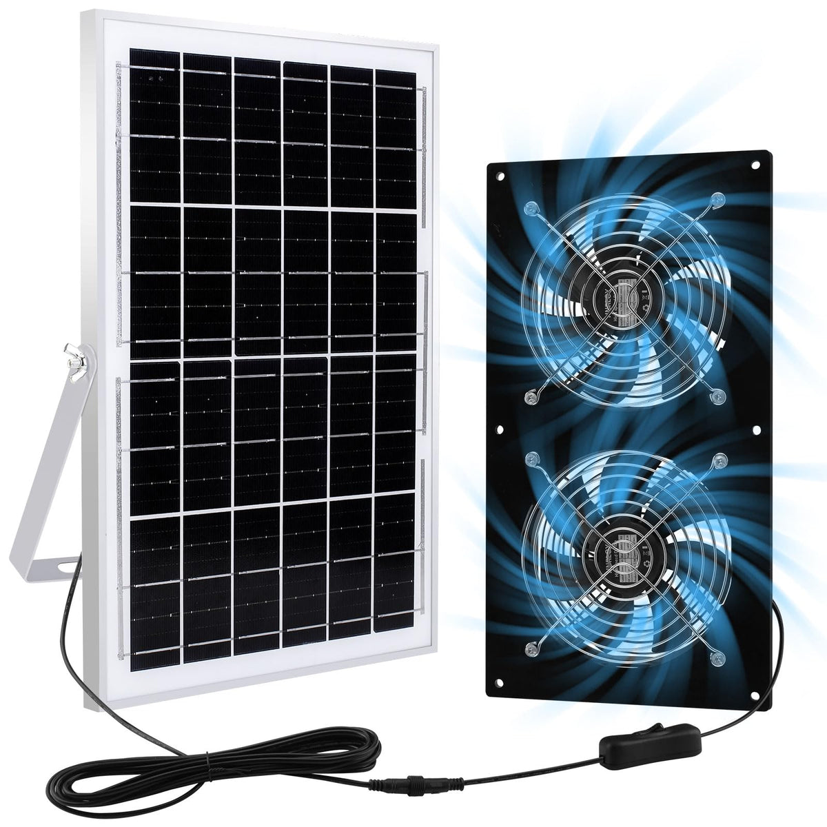 HNRLOY front view of panel and two fans showing ready-to-install benefit