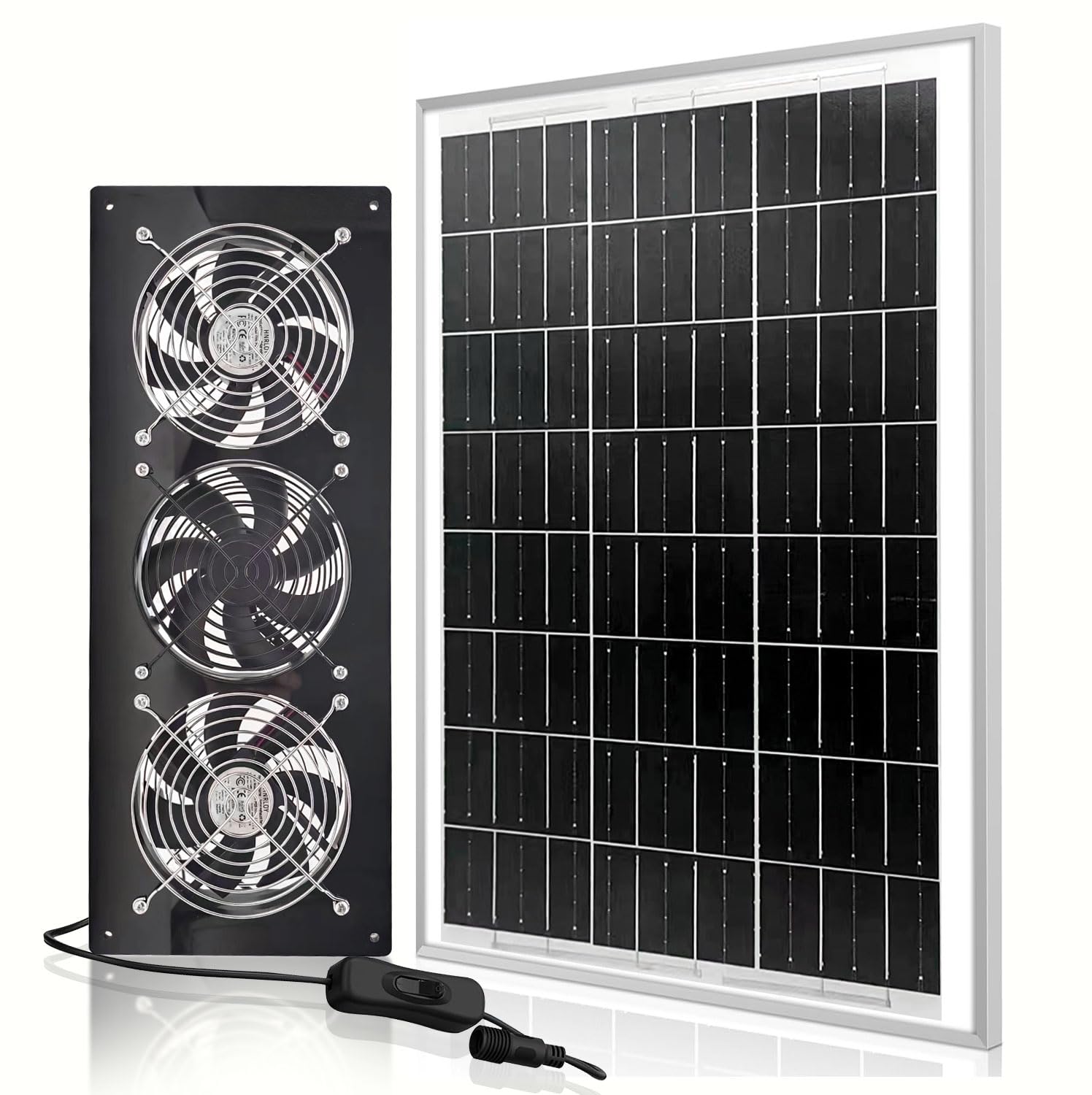HNRLOY front view of complete kit showing panel and three fans for reliable ventilation