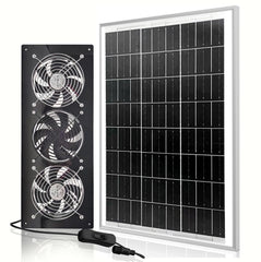 HNRLOY front view of complete kit showing panel and three fans for reliable ventilation