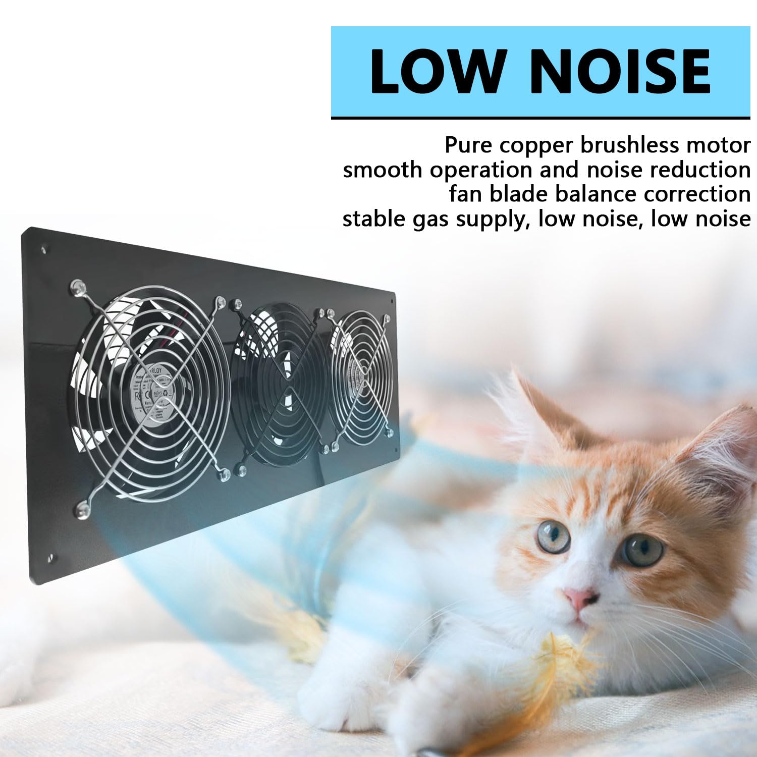 HNRLOY size comparison with hand to show compact fan dimensions and easy install