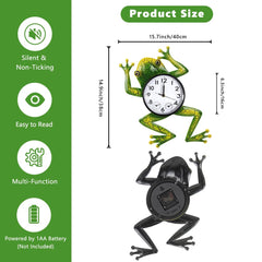 HOBYLUBY frog clock rear view with mounting slot and battery compartment for easy install