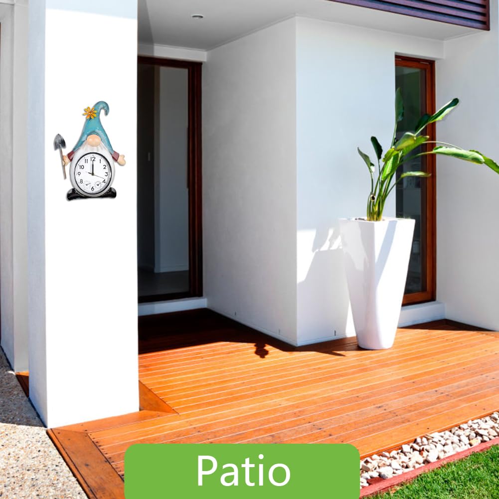 HOBYLUBY clock displayed in a garden setting benefit: enhances patio and porch decor