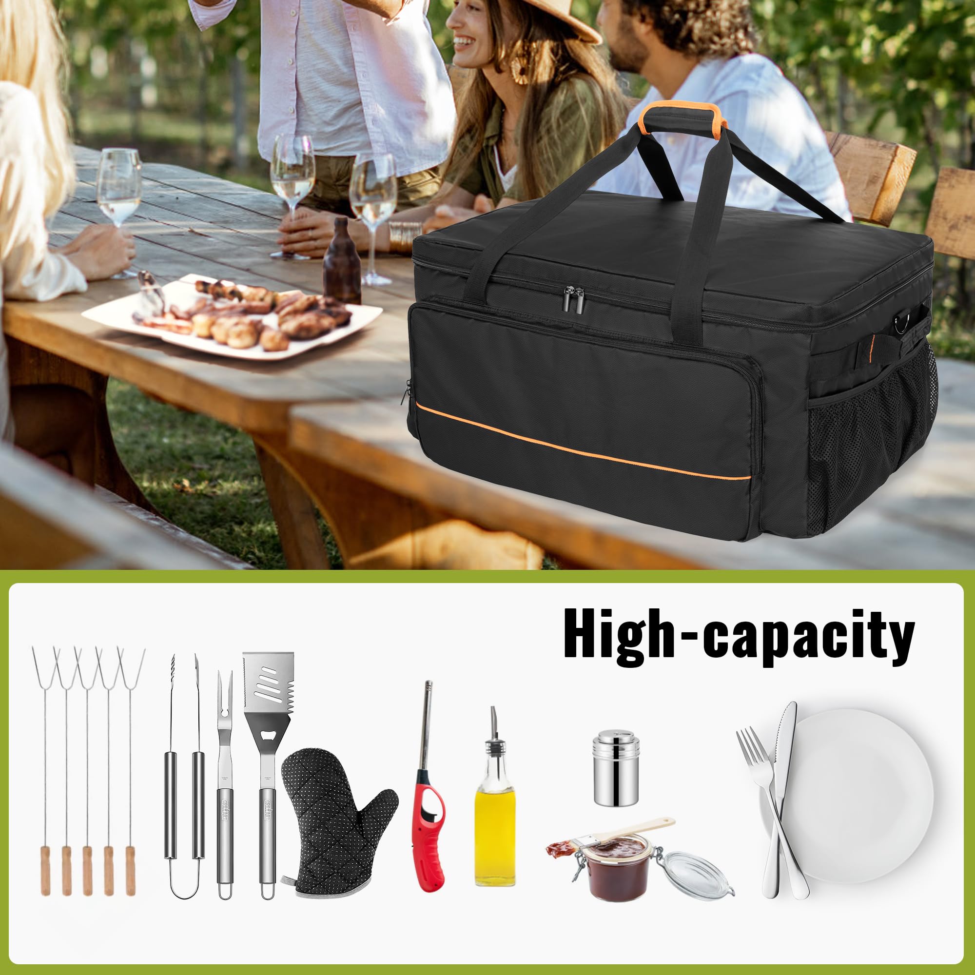 HODRANT grill case placed in car trunk with grill, enabling convenient transport