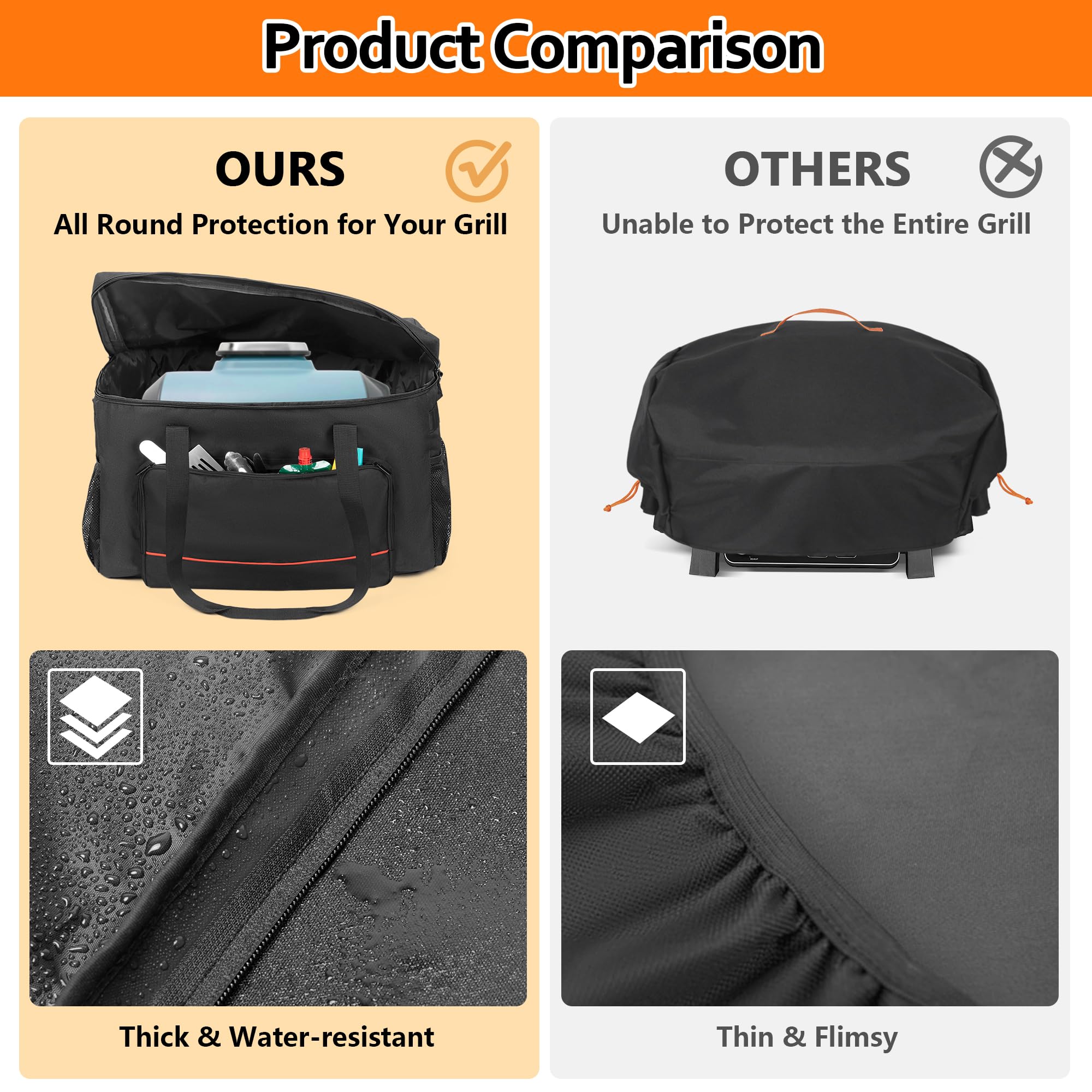 HODRANT side mesh pockets storing bottles and seasonings securely