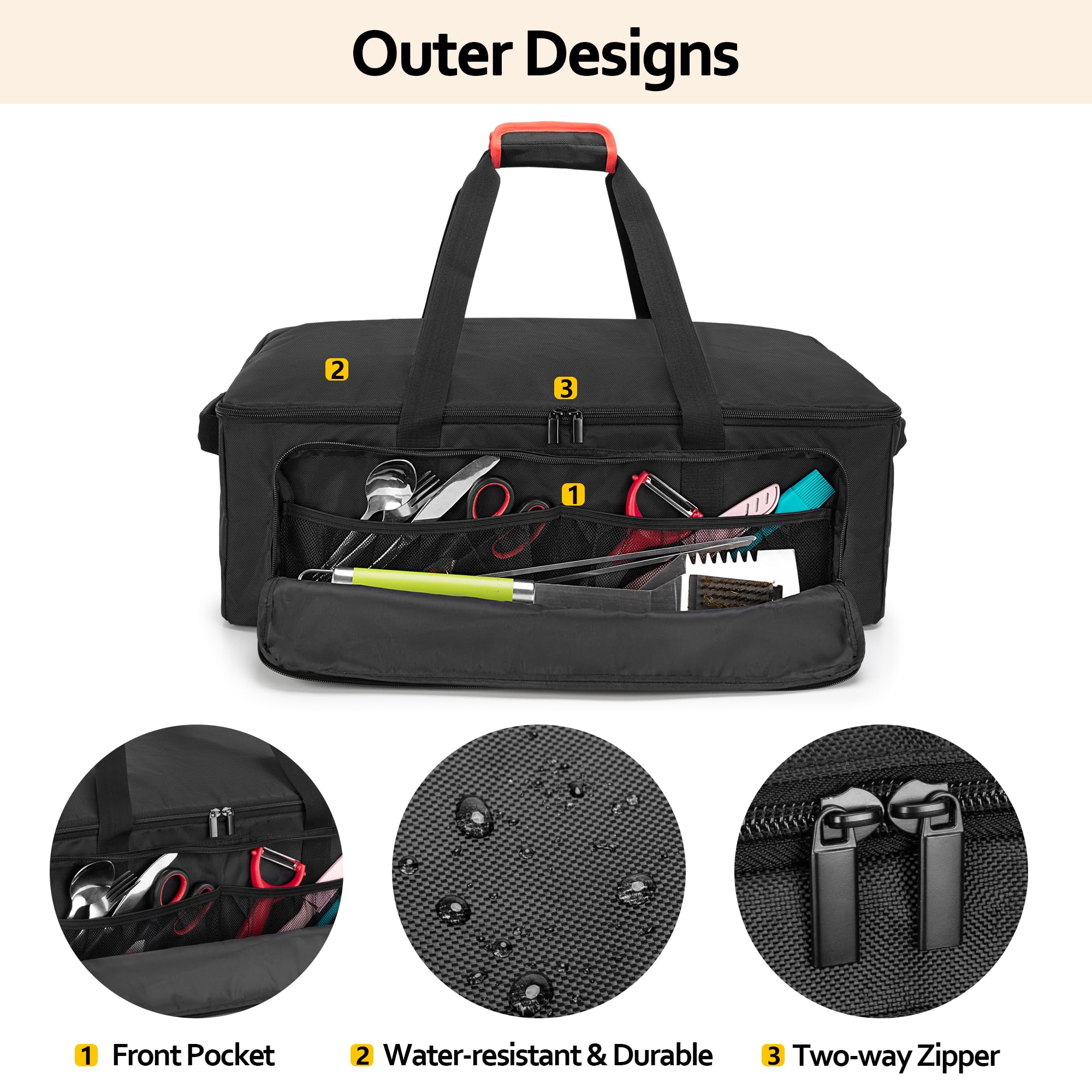 HODRANT unzipped main compartment showing pockets and organized storage