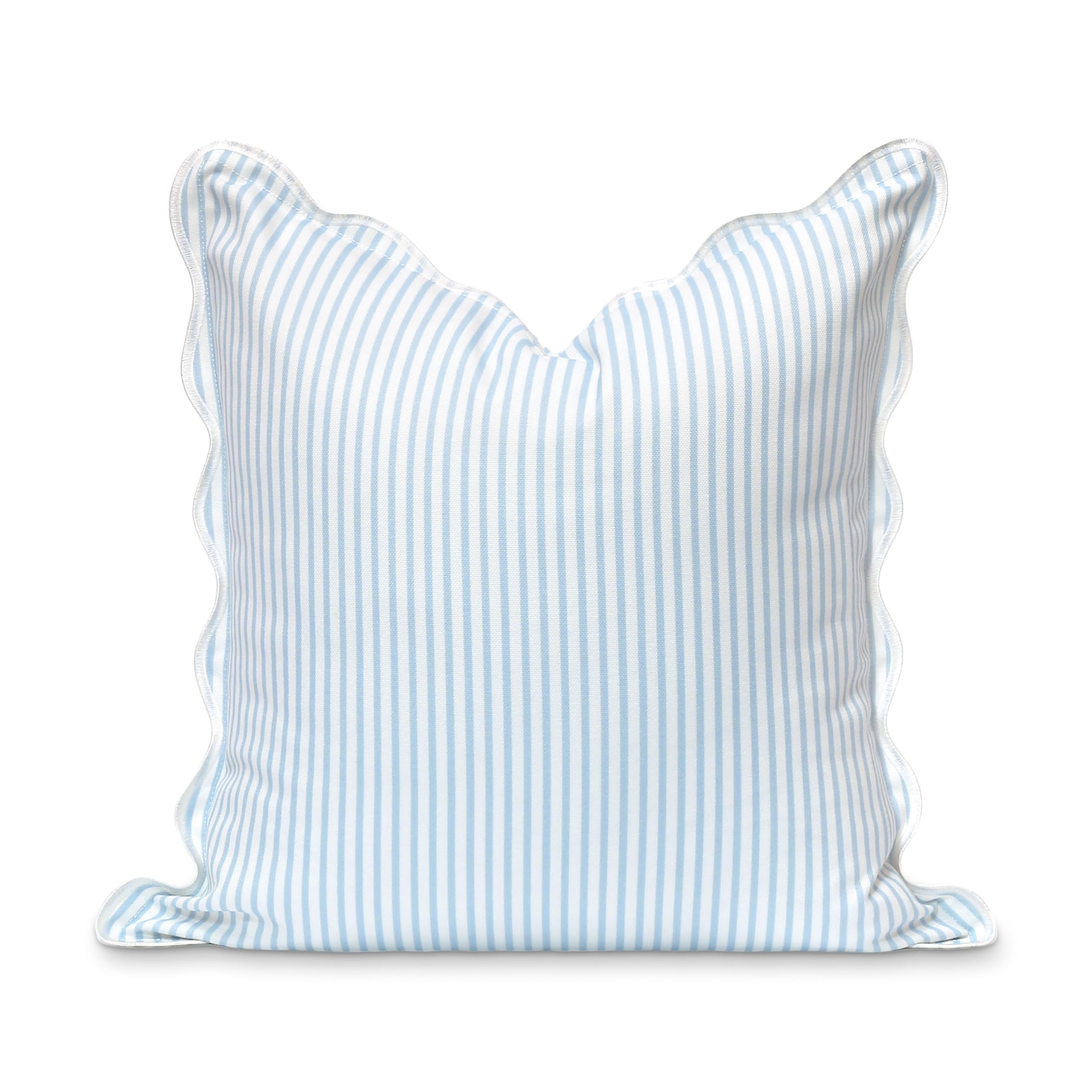Hofdeco Premium front view of baby blue striped pillow cover showing full pattern and zipper