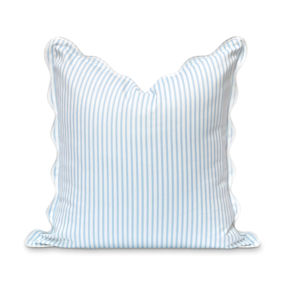 Hofdeco Premium front view of baby blue striped pillow cover showing full pattern and zipper