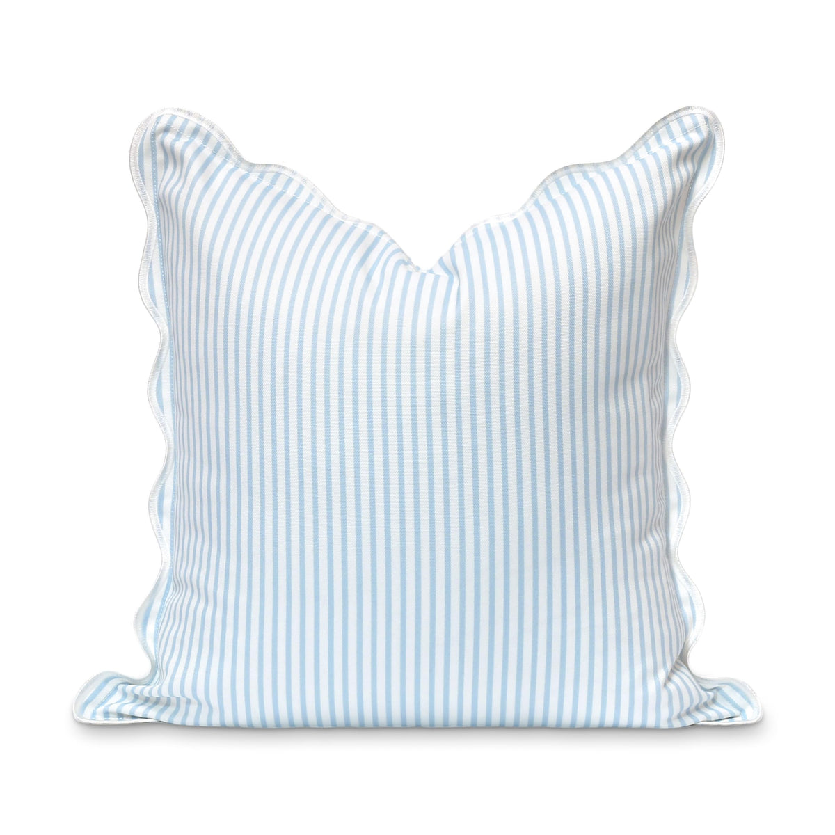Hofdeco Premium front view of baby blue striped pillow cover showing full pattern and zipper