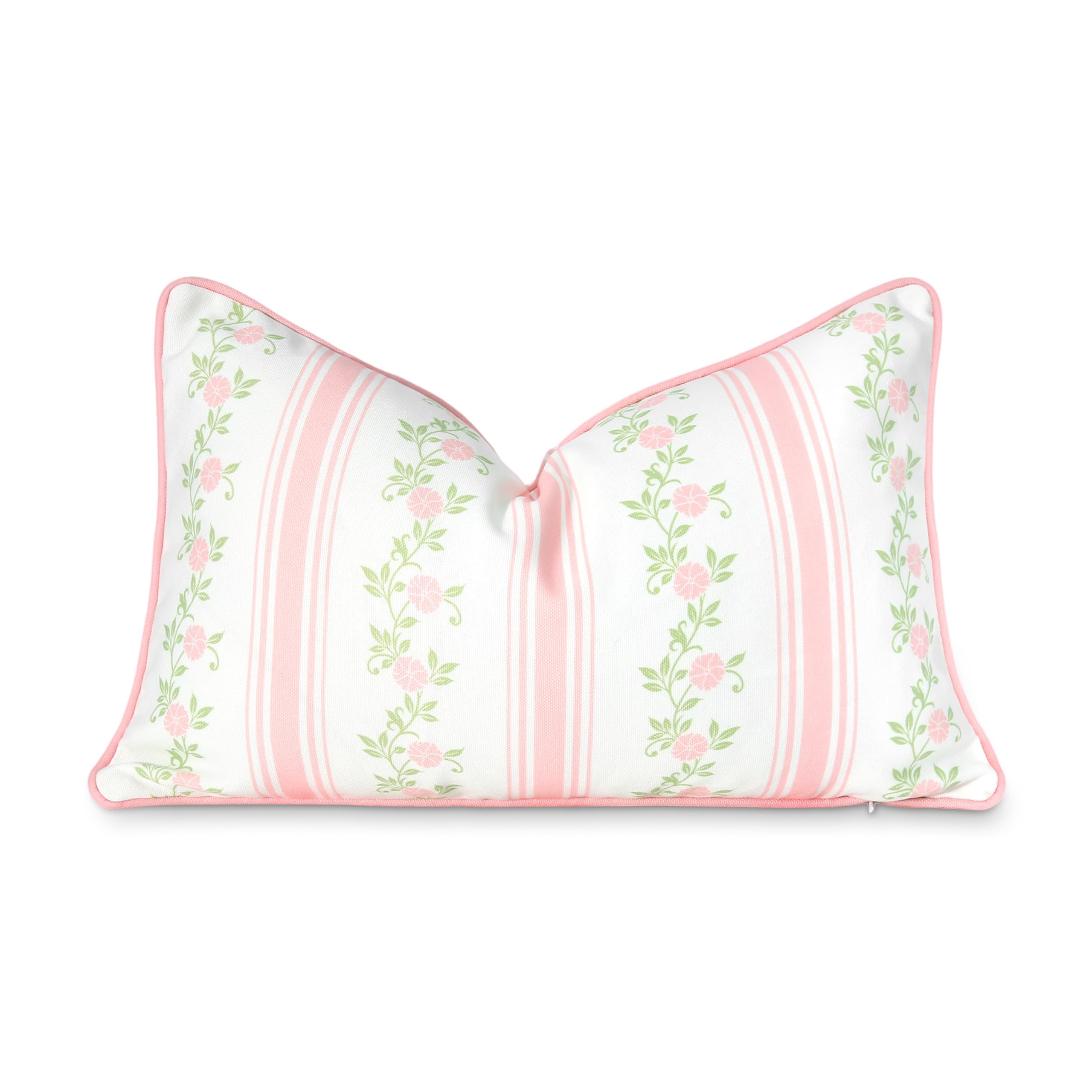Hofdeco Premium front view of blush pink floral lumbar cover enhances coastal decor