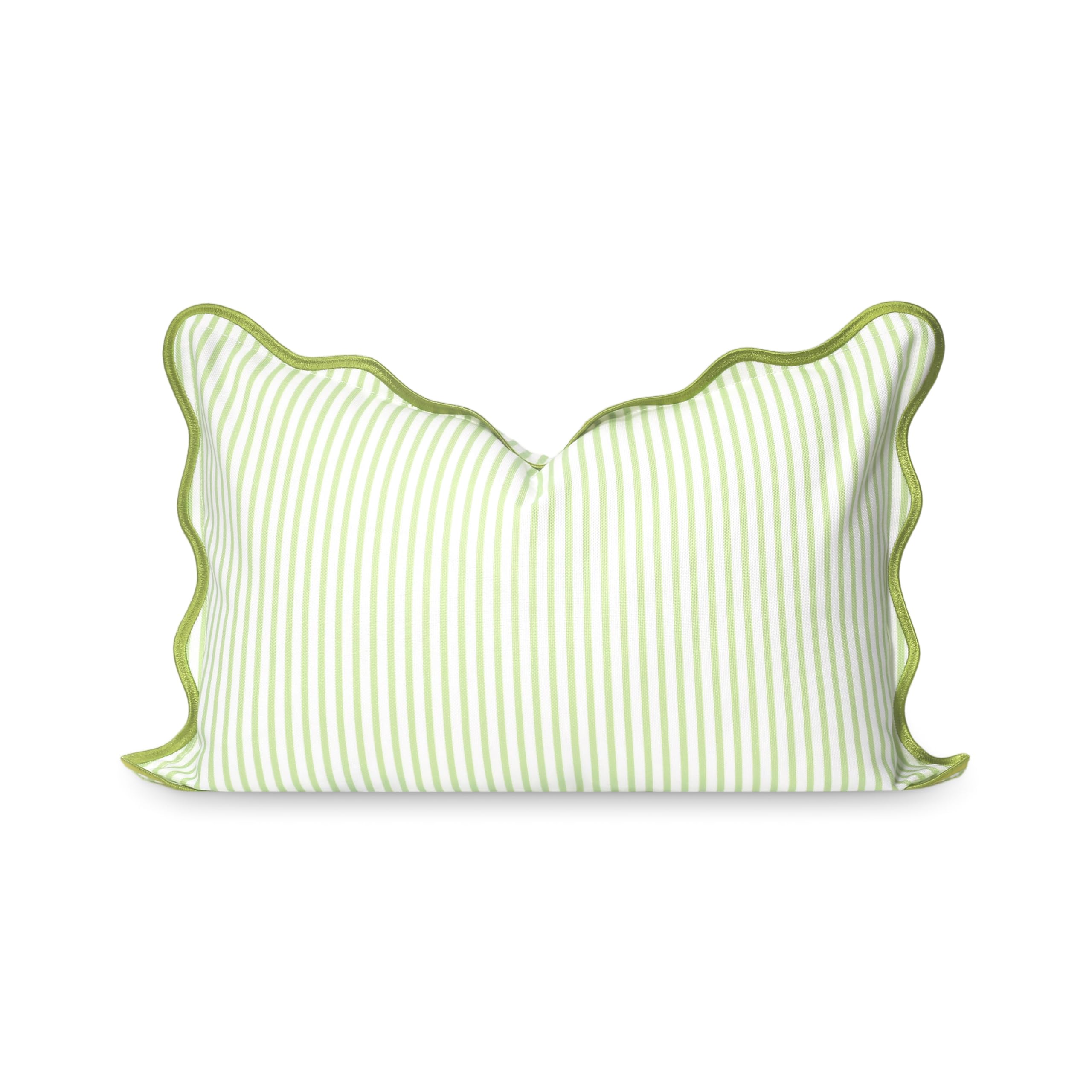 Hofdeco Premium front view green stripes pillow cover shows coastal accent