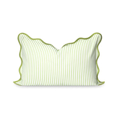 Hofdeco Premium front view green stripes pillow cover shows coastal accent